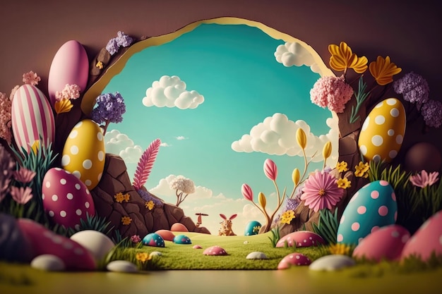 Happy Easter Background Illustration AI Generative