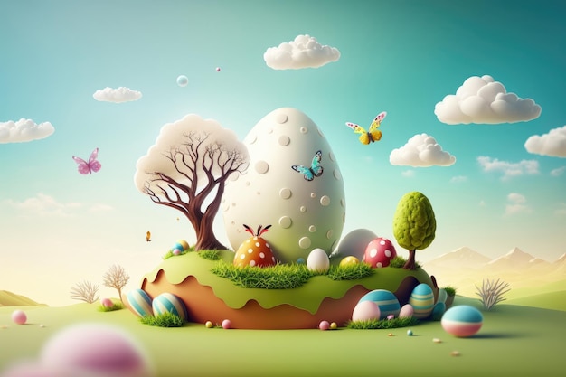 Happy Easter Background Illustration AI Generative