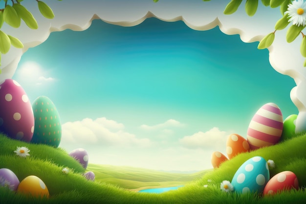 Happy Easter Background Illustration AI Generative