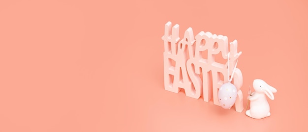 Happy easter background with eggs and bunny