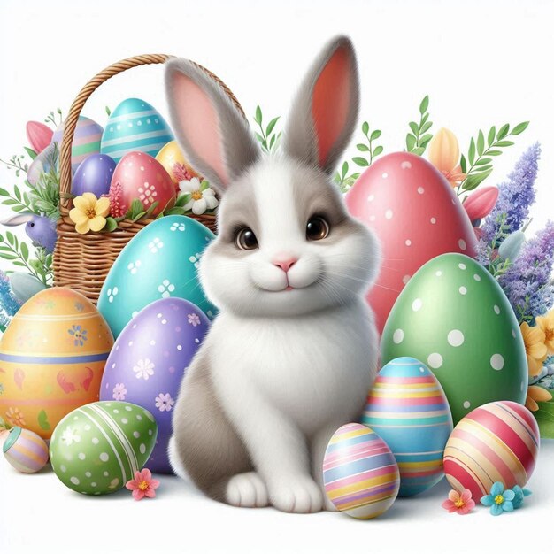 Photo happy easter bunny cute and egg