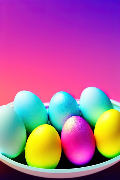 Happy Easter card background with colorful easter eggs with copy space for text Stylish Easter eggs