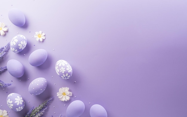 Happy easter Colourful Easter eggs on pastel background Decoration concept for greetings and presents on Easter Day celebrate time