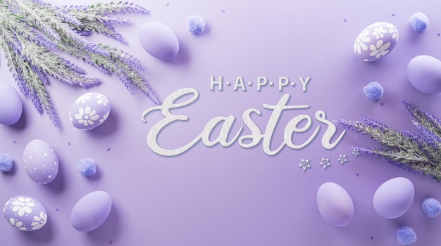 Happy easter Colourful Easter eggs on pastel background Decoration concept for greetings and presents on Easter Day celebrate time