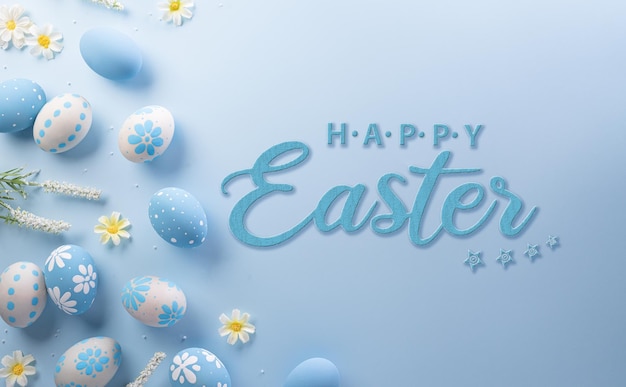 Happy easter Colourful Easter eggs on pastel background Decoration concept for greetings and presents on Easter Day celebrate time