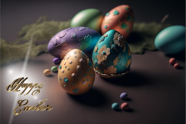 Happy Easter Congratulatory easter background Easter poster and banner template Greetings and presents for Easter Day Promotion and shopping template for Easte Luxury realistic creative