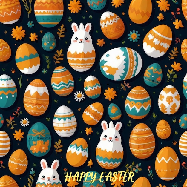 Happy Easter day flat design wallpaper Illustration