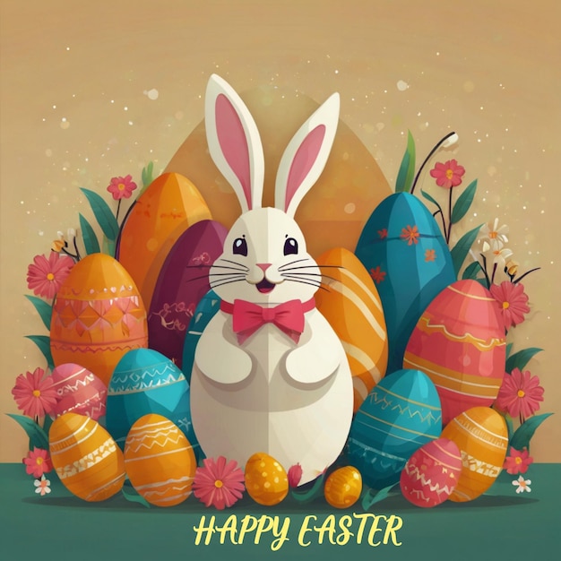 Happy Easter day flat design wallpaper Illustration