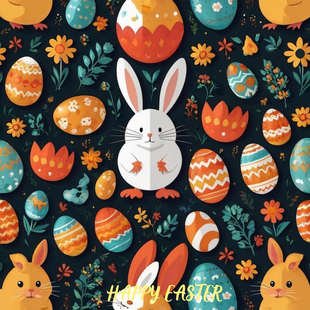 Happy Easter day flat design wallpaper Illustration