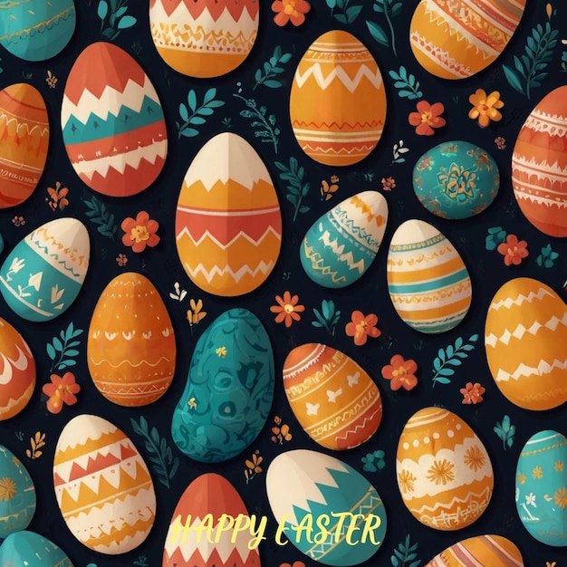 Happy Easter day flat design wallpaper Illustration