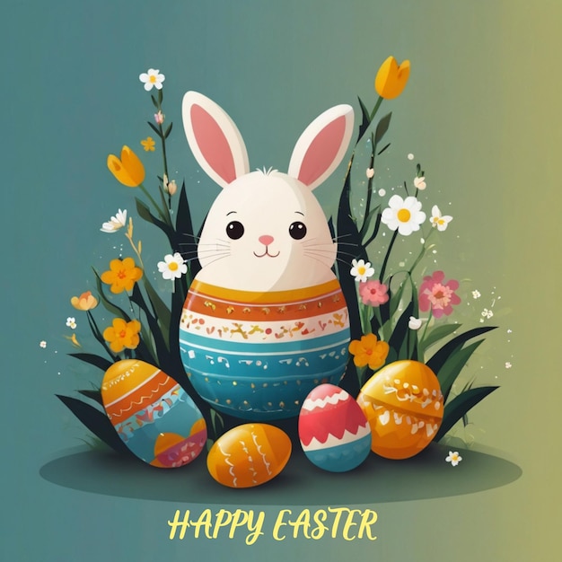 Happy Easter day flat design wallpaper Illustration