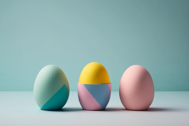 Happy Easter Greeting Background with Colorful Eggs Generative AI