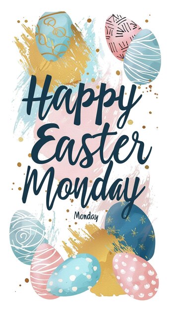 Photo happy easter monday text illustration design