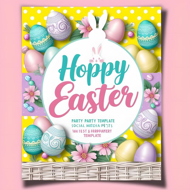 Photo happy easter party flyer and social media post template