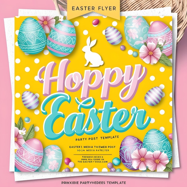 Photo happy easter party flyer and social media post template