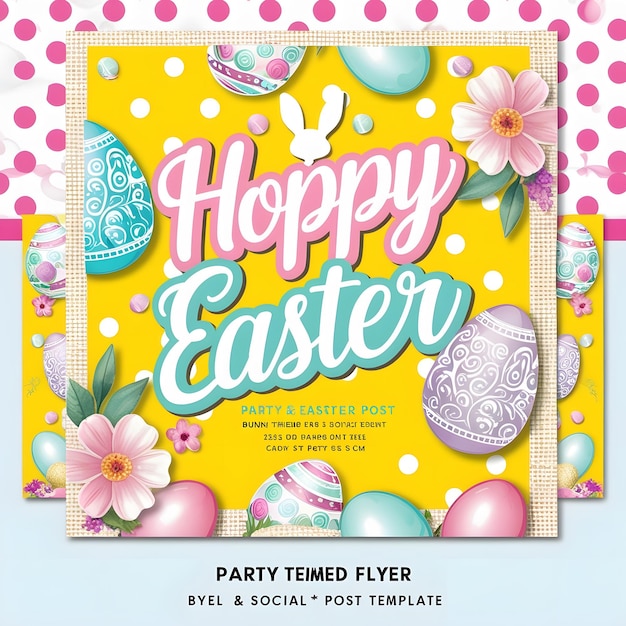 Photo happy easter party flyer and social media post template