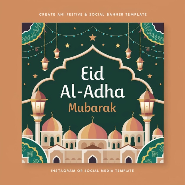 Happy Eid al Adha Mubarak Social Media Banner Template