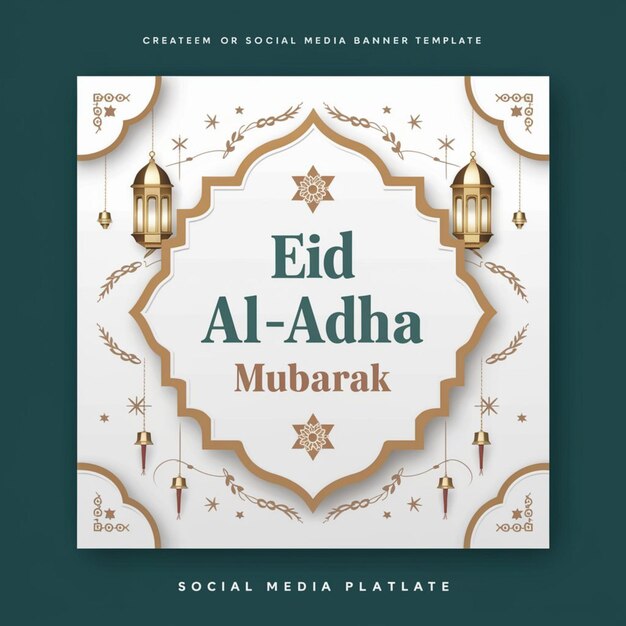 Photo happy eid al adha mubarak social media banner template