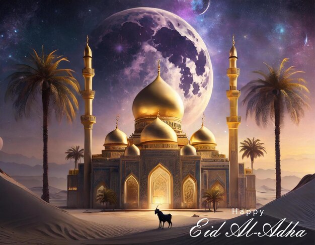 Happy Eid Al Adha with Gold Mosque 4