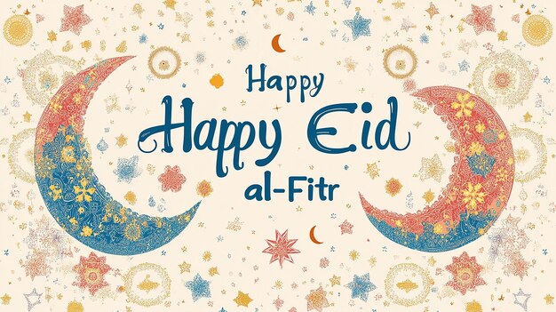 Photo happy eid alfitr large joyous text in the center