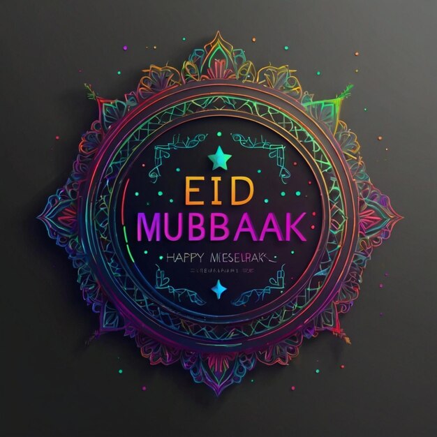 Photo happy eid mubarak festive card design template in modern trend style