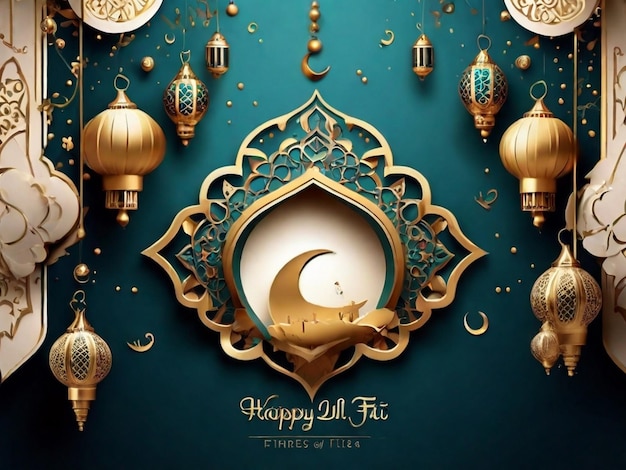 Happy eid ul fitr islamic background social media poster design