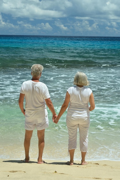 Happy elderly couple resting