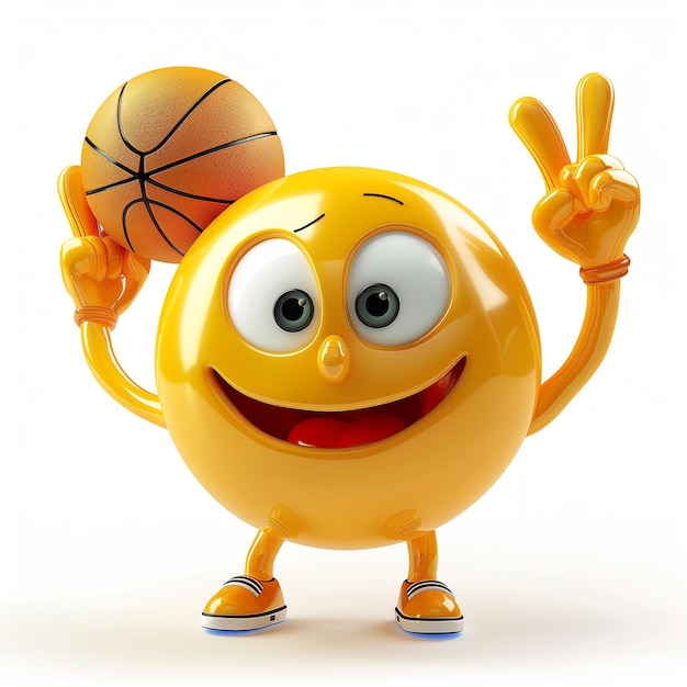 Photo happy emoji with basketball