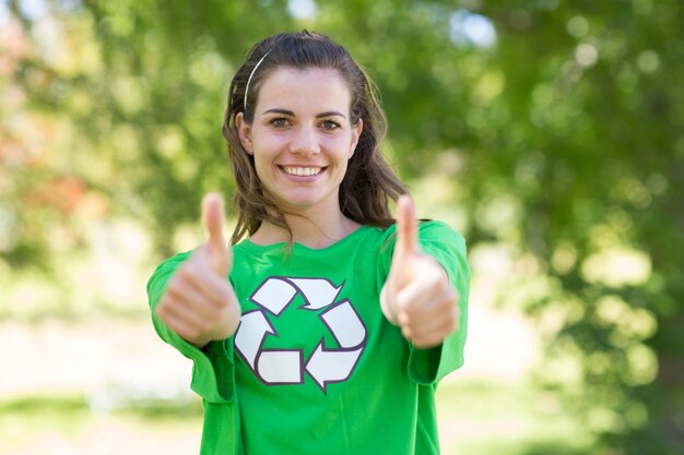 Happy environmental activist in the park