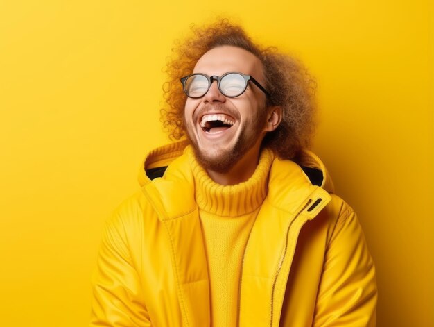 Photo happy european man in casual clothing against a neutral background