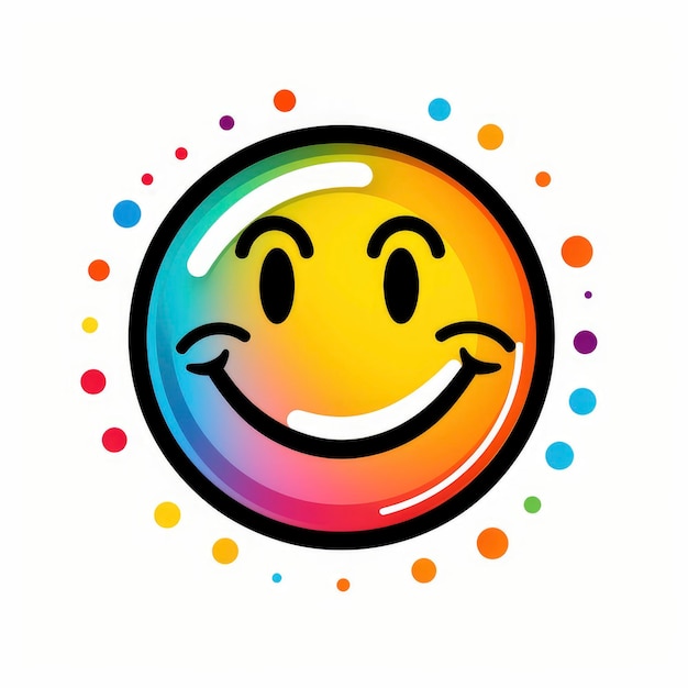 Happy Face with Bright Colors Thick Outline Vector