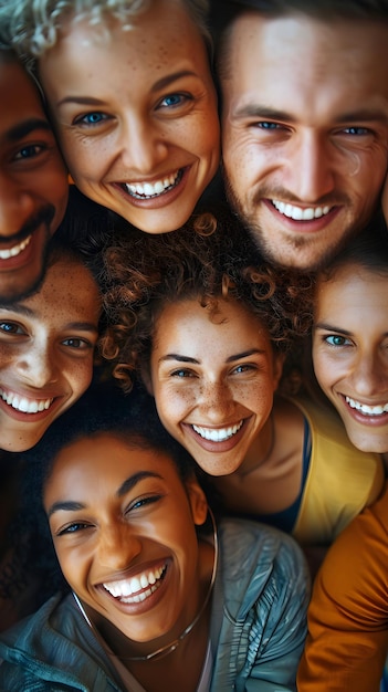 Happy Faces Group of People with Sparkling Smiles in a Rewarding Environment Photo Stock Concept