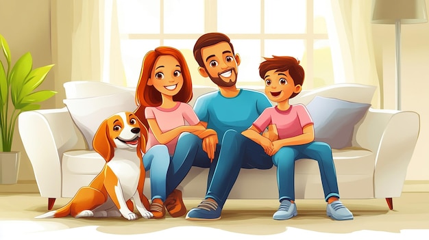 Happy family cartoon illustration