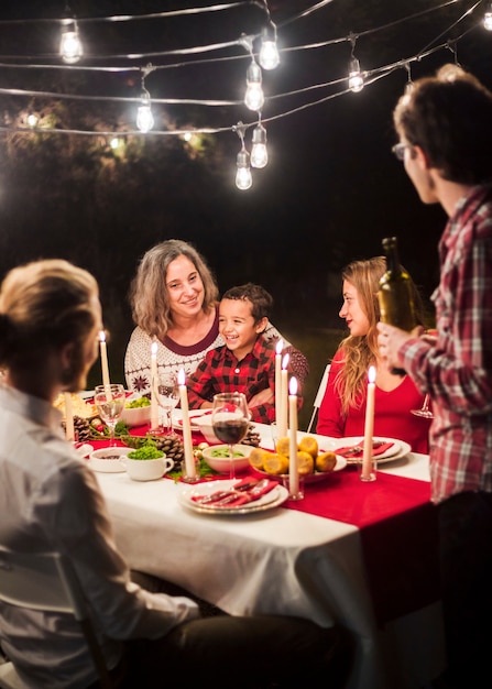 Happy family at christmas dinner