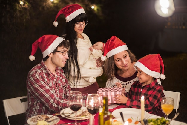 Happy family at christmas dinner