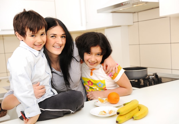 happy family cooking