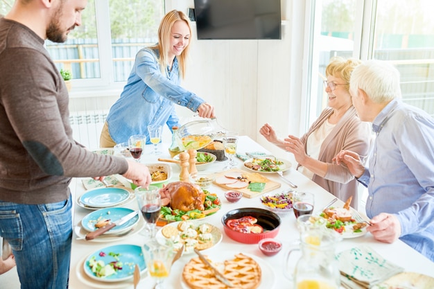 Happy Family Dinner in Modern Apartment