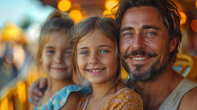 Happy Family Enjoying Roller Coasters at Vibrant Amusement Park on Sunny Day Canon EOS R6 Photography