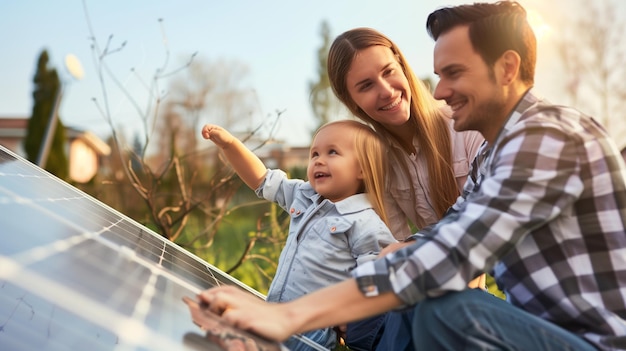 Happy Family Enjoying Solar Energy Outdoors Image