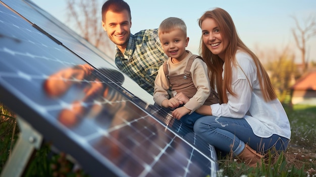 Happy Family Enjoying Solar Energy Outdoors Image