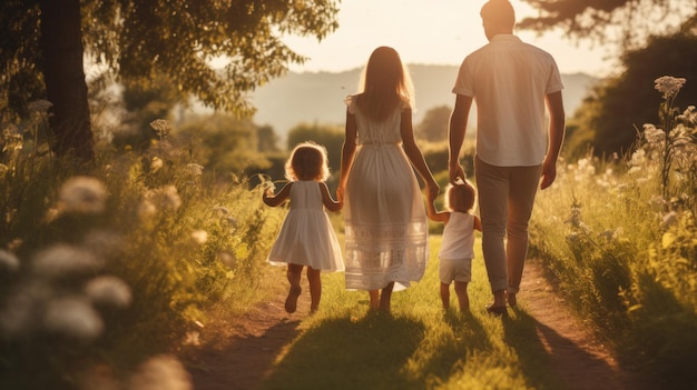 Happy family enjoying time outdoors together