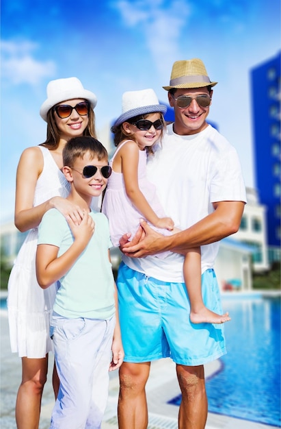 Happy Family Having Fun on Beautiful Sunny Beach