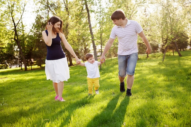 Happy family having fun in the park