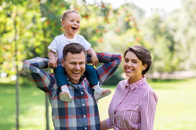 happy family having fun at summer park