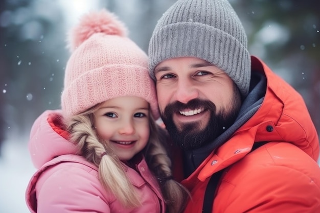 Happy family having fun while travel outdoor in winter enjoying time together comeliness