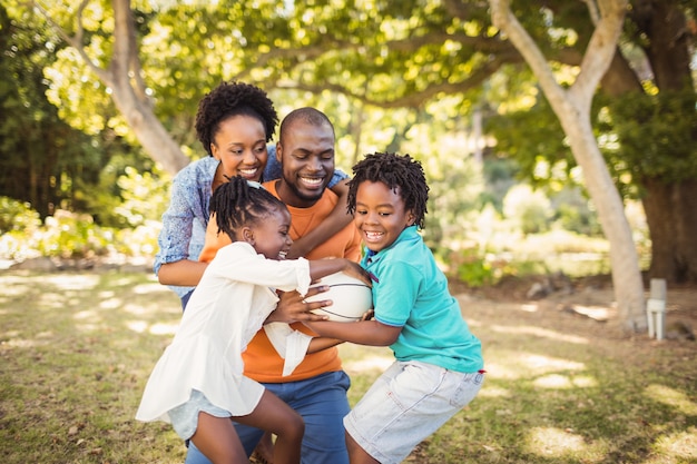 Happy family having fun