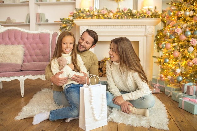 Happy family at home during Christmas