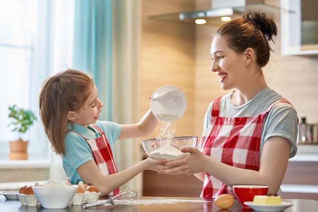 Happy family in the kitchen.