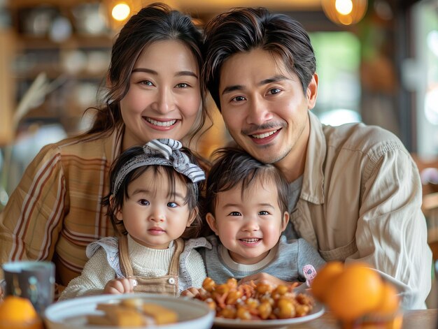 Happy family meal in dining room