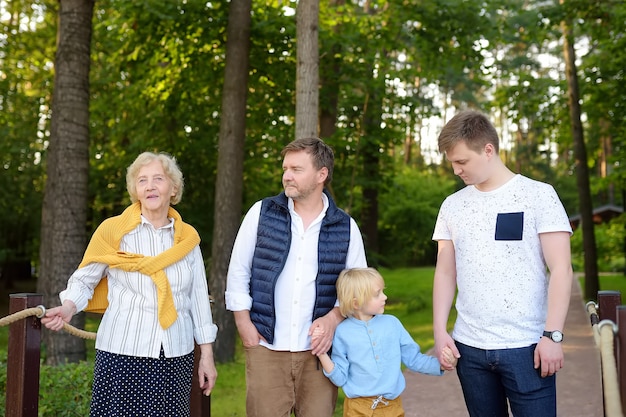 happy family in park together